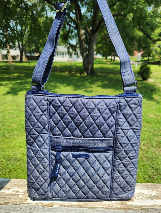 Vera Bradley Handbags - Vera Bradley Quilted Hipster Denim Blue Crossbody Bag EUC